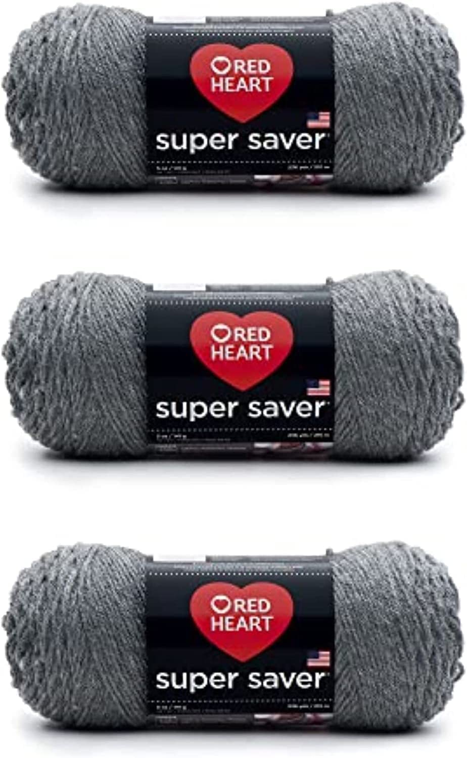 Amazon.com: RED HEART Super Saver 3-Pack yarn, GREY HEATHER 3 Pack
